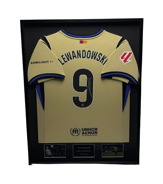 Robert Lewandowski FC Barcelona 25/26 ingelijst uit shirtlijst thuis shirt