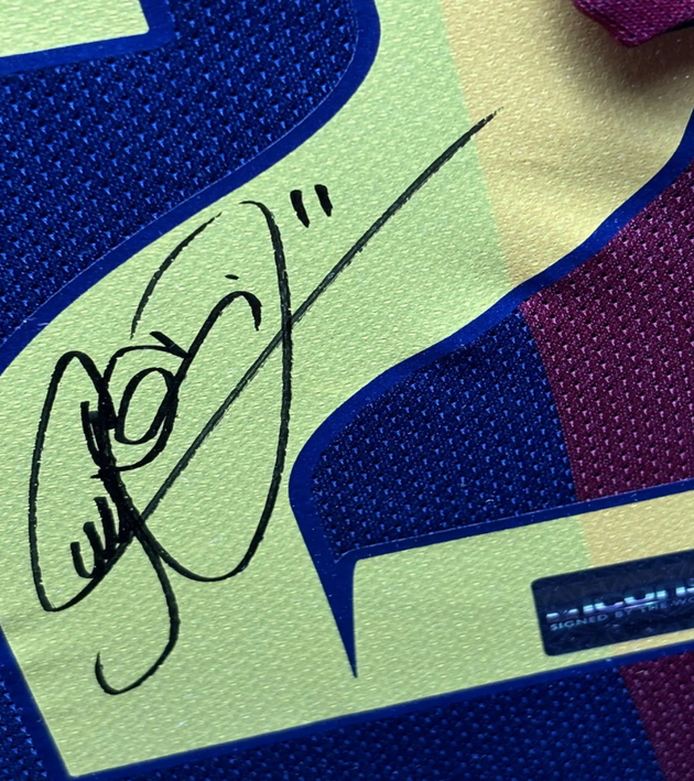 Tres Amigos FC Barcelona 14/15 ingelijst thuis shirt