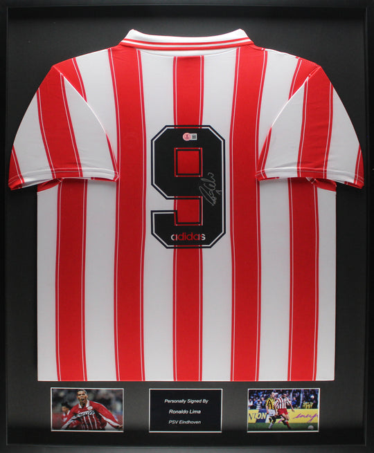 Camiseta local enmarcada de Ronaldo Lima, PSV Eindhoven 95/96
