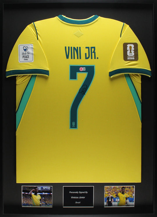 Camiseta local enmarcada de Brasil en el Mundial 2026 de Vinícius Júnior