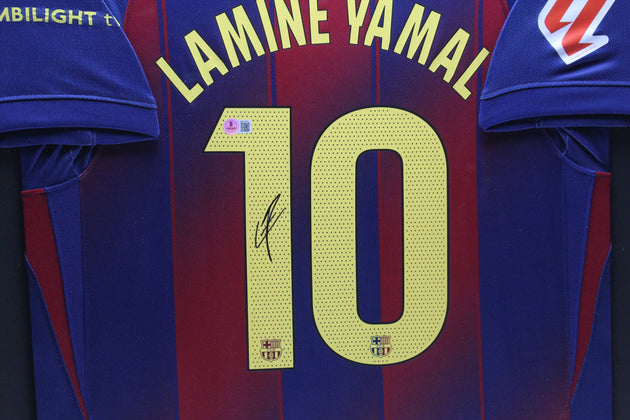 Camiseta local enmarcada de Lamine Yamal, FC Barcelona 25/26